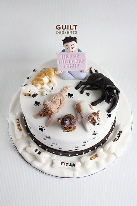 Dogs Birthday Cake - Cake by guiltdesserts Cake With Dog Design, Birthday Cake Dog Theme, Birthday Cake With Dog, Dogs Birthday Cake, Cake With Dog, Gloria Modern Family, Anna Birthday Cake, Birthday Cake Dog, Pie Decoration