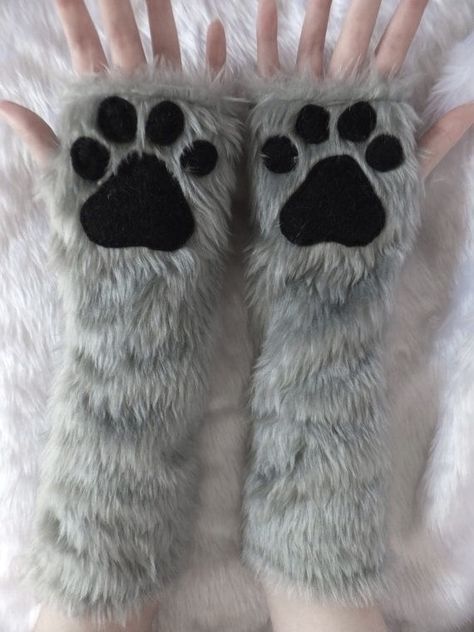 Fingerless Long Gloves, Dog Bear, Paw Gloves, Wolf Costume, Grey Fur, Selling Handmade Items, Bear Paw, Fur Fabric, Paw Pads