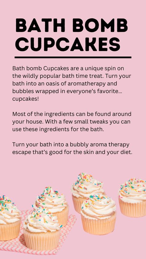 Bath bomb Cupcakes are a unique spin on the wildly popular bath time treat. Turn your bath into an oasis of aromatherapy and bubbles wrapped in everyone’s favorite…cupcakes!🧁 Recipes For Bath Bomb, How To Make A Homemade Bathbomb, Bath Bomb Valentine Printable, Diy Bath Bombshell Easy, Cupcake Bath Bomb Recipe, Shea Butter Recipes, Bubble Wrap, Bath Time, Diy Food Recipes