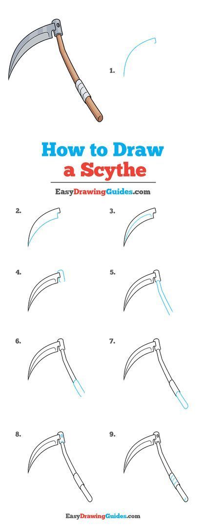 Scythe Drawing, Easy Drawing Guides, Castle Drawing, Drawing Instructions, Ancient Writing, Drawing Guides, Drawing Lesson, Easy Drawing Tutorial, Drawing Tutorials For Kids