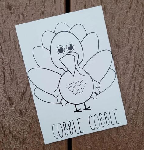 Ready to paint Thanksgiving Turkey canvas. Paint party, party favor, Thanksgiving gift Thanksgiving Party Crafts, Diy Paint Canvas, Canvas Paint Party, Kids Paint Party, Pre Drawn Canvas, Kids Painting Party, Character Images, Paint Canvas, Paint Diy