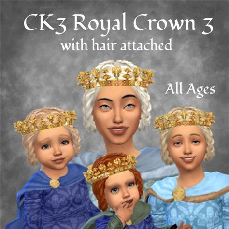 CK3 Royal Crown 3 - without or with hair attached | Medieval Sim Tailor & Carpenter Sims 4 Crown Cc, Male Crown, Sims Clothes, Sims 4 Cas, Crown Royal, Sims 4 Cc, Sims 4 Mods, Historical Clothing, Sims Cc