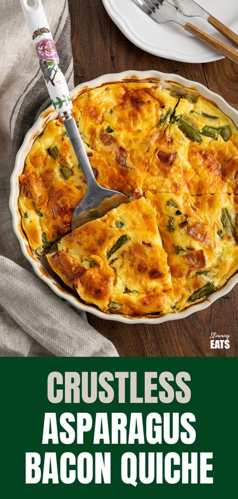 Crustless Quiche Recipes With Asparagus, Asparagus Quiche Recipes Crustless, Quiche Recipes Easy Crustless Asparagus, Asparagus Quiche Recipes Easy, Macro Friendly Quiche, Asparagus Quiche Crustless, Asparagus Breakfast Recipes, Bacon Asparagus Quiche, Crustless Asparagus Quiche