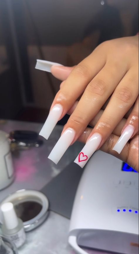 Tapered Square Nails, Acrylic Nail Set, Hard Nails, Long Acrylic Nail Designs, Colored Acrylic Nails, White Acrylic Nails, French Tip Acrylic Nails, Simple Acrylic Nails, Short Square Acrylic Nails