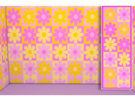 Sims 4 Cc Pastel Wallpaper, Sims Lookbook, Sims 4 Piercings, Funky Wallpaper, Flower Walls, Tumblr Sims 4, Sims 4 Expansions, Free Sims, Sims 4 Cc Folder