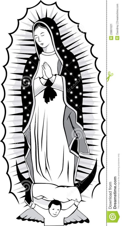 Virgen Blanco Y Negro De Guadalupe Ilustración del Vector - Ilustración de cultura, festival: 23861021 Virgin Mary Painting, The Virgin Of Guadalupe, Virgin Mary Art, Cholo Art, Virgin Of Guadalupe, Painting Art Lesson, Chicano Art, Catholic Art, Black And White Drawing