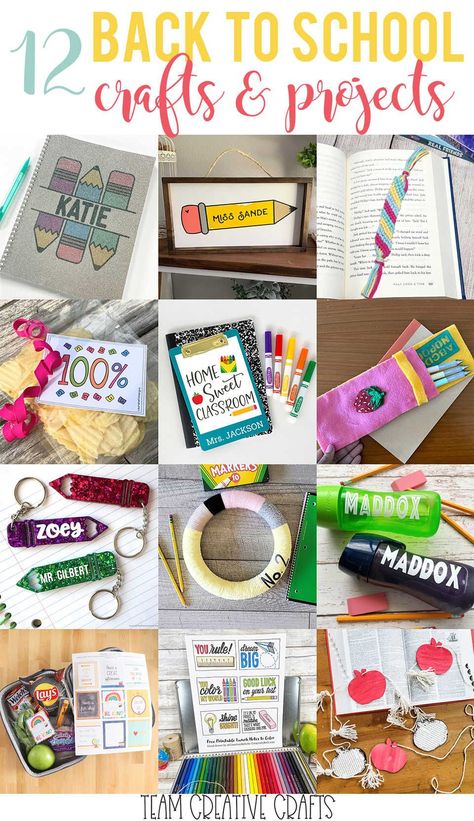 12 back to school crafts and projects School Craft Ideas, Printable Lunch Box Notes, Rainbow Treats, Diy Classroom Decorations, School Boxes, Diy Pencil, Teachers Diy, Back To School Crafts, Classroom Decor Themes