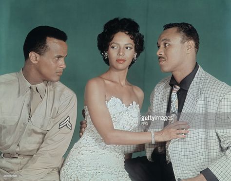 American actress <a gi-track='captionPersonalityLinkClicked' href=/galleries/search?phrase=Dorothy+Dandridge&family=editorial&specificpeople=210862 ng-click='$event.stopPropagation()'>Dorothy Dandridge</a> (1922 - 1965) with actors <a gi-track='captionPersonalityLinkClicked' href=/galleries/search?phrase=Harry+Belafonte&family=editorial&specificpeople=204214 ng-click='$event.stopPropagation()'>Harry Belafonte</a> (left) and <a gi-track='captionPersonalityLinkClicked' href=/galleries/search?p... Dorothy Dandridge, Harry Belafonte, Vintage Hollywood Glamour, Norah Jones, Black Goddess, Ray Charles, Angel Face, Vintage Hollywood, Hollywood Glamour