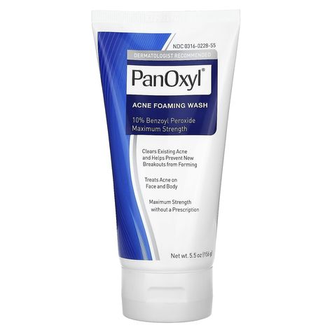 PanOxyl, Acne Foaming Wash, 10% Benzoyl Peroxide Maximum Strength, 5.5 oz (156 g) Panoxyl Acne Foaming Wash, Hydrating Cleanser, Benzoyl Peroxide, Acne Blemishes, Beauty Products Drugstore, Dermatologist Recommended, How To Treat Acne, روتين العناية بالبشرة, Skin Care Acne