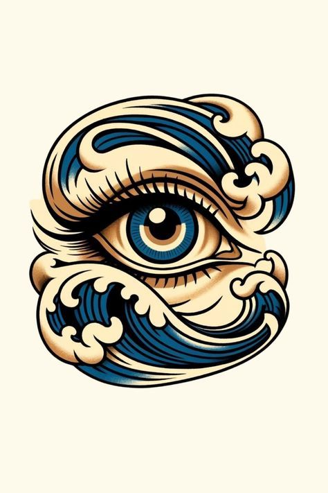 Tattoos Of Eyes, Learn Tattoo, New School Tattoo Designs, 1 Of 1 Tattoo, Symbols Of Wisdom, Powerful Tattoo, Eye Tattoo Design, Fenrir Tattoo, Traditional Tattoo Stencils