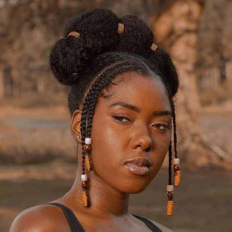 Double Braid Hairstyles For Black Women, Afro Hairstyles With Beads, Afro With Beads, Congolese Hairstyle, Unique Afro Hairstyles, Twists To Locs, Natural Hair Beads, Afropunk Hairstyles, Afro Buns