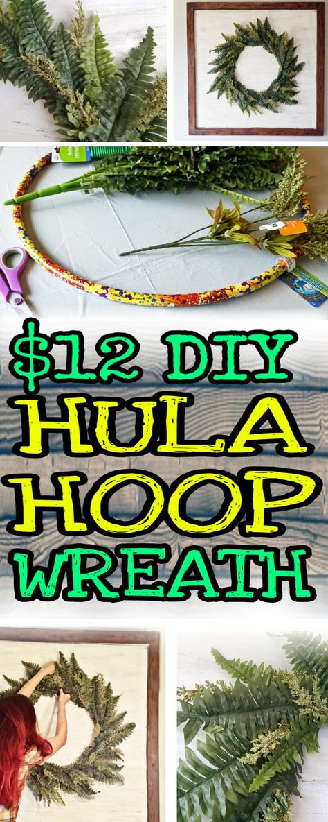 Hula Hoop Wall Decor, Hula Hoop Wreath Christmas, Hula Hoop Wreath Diy, Diy Dollar Tree Farmhouse Decor, Wreath Diy Dollar Tree, Hula Hoop Decoration, Hula Hoop Wreath, Dollar Tree Farmhouse Decor, Diy Hula Hoop