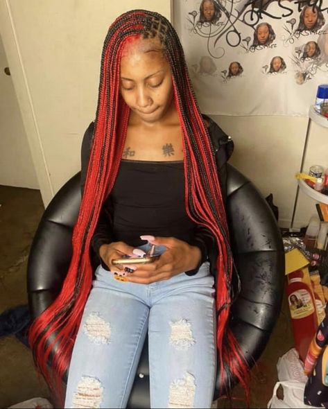 Pretty Braid Styles, Braids For Black Kids, Black Hair Protective Styles, Braids Red, Color Braids, Red Box Braids, Plait Styles, School Braids, Black Box Braids