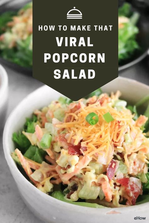 Unusual Salad Recipes, Popcorn Salad Recipe, Unusual Salads, Popcorn Salad, Veggie Salads, Lake Weekend, Main Food, Food Network Star, Bacon And Cheese