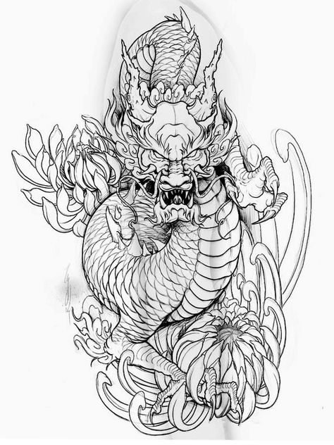 Dragon Tattoo Stencil, Dragon Tattoo Drawing, Dragon Head Tattoo, Asian Dragon Tattoo, Dragon Sleeve, Dragon Tattoo Art, Chinese Dragon Tattoos, Samurai Tattoo Design, Japanese Dragon Tattoo