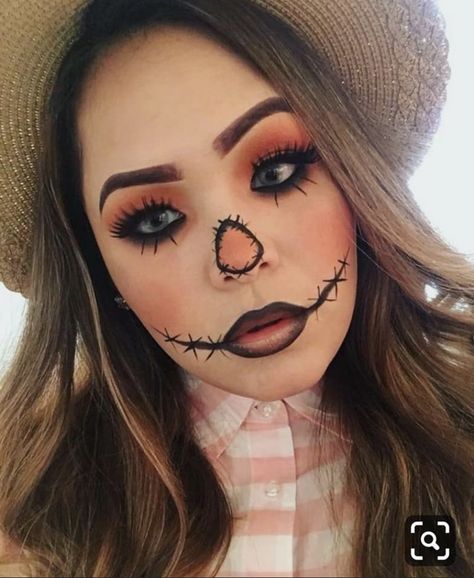 Scarecrow Halloween Makeup, Maquillage Halloween Simple, Halloween Costumes Scarecrow, Makeup Clown, Makeup Zombie, Scarecrow Makeup, Halloween Make-up Looks, Halloweenský Makeup, Creepy Halloween Makeup