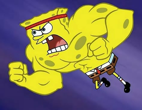 Muscular Spongebob, Spongebob Muscles, Strong Spongebob, Buff Spongebob, Spongebob Gym, Shrek Drawing, Cool Spongebob, Chivas Wallpaper, Spongebob Tattoo