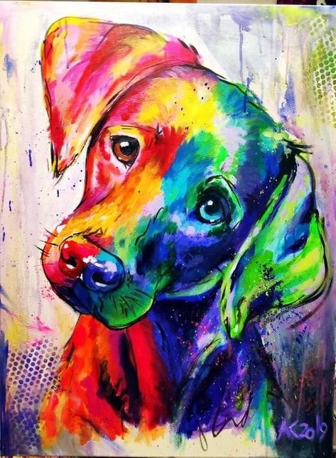 Colorful Animal Paintings, زجاج ملون, Dog Pop Art, Tableau Pop Art, صفحات التلوين, Cat Air, Canvas For Beginners, Easy Canvas Painting, Animale Rare