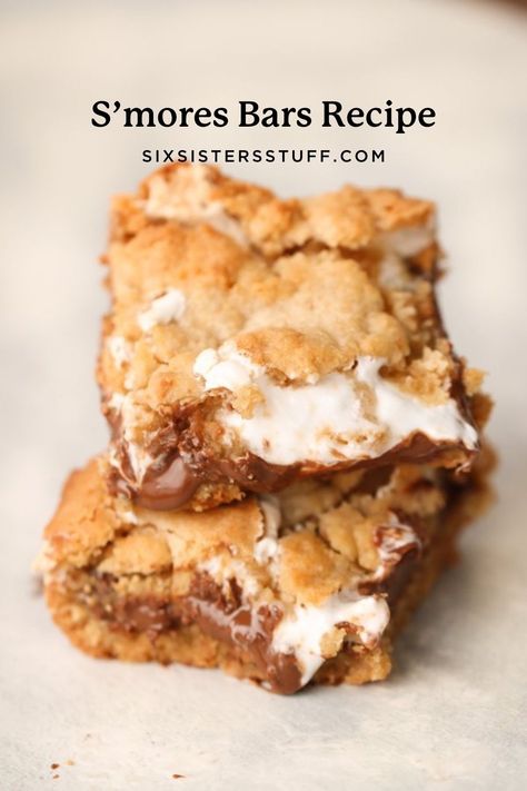 S’mores Bars Recipe Smores Bar Recipe, S Mores Bars, Six Sisters Stuff, Six Sisters, S'mores Bar, Cookie Bar Recipes, Bars Recipe, Brownie Bar, Family Favorite Meals