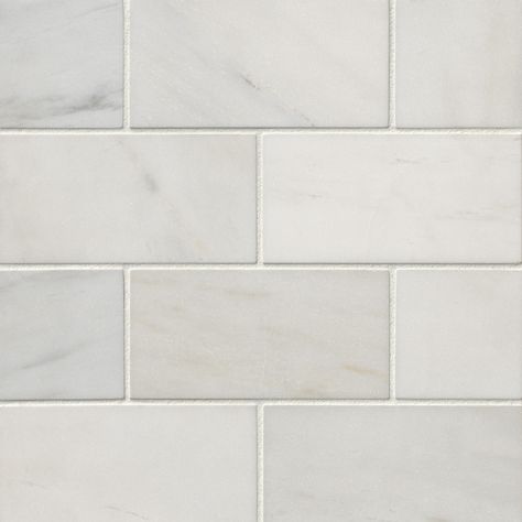 Royal Satin White Marble Wall and Floor Tile - 3 x 6 in. - The Tile Shop Backsplash For White Cabinets, Wainscoting Wall, Marble Subway Tiles, Laundry Ideas, White Marble Tiles, Alabaster White, The Tile Shop, Marble Wall, Marble Tile