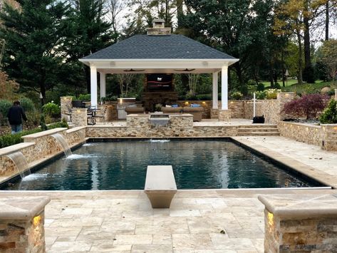 Selecting the Right Natural Stone for a Patio or Pool Project - Happy Haute Home Outdoor Flooring Options, Farmhouse Tour, Outdoor Improvements, Arizona Backyard, Hot Tub Patio, Travertine Tiles, Travertine Pavers, Travertine Pool, Stone Pool