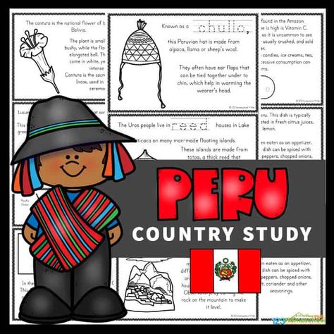 FREE Peru For Kids Printables Reader History Lessons For Kids, Lapbook Ideas, 123 Homeschool 4 Me, Country Study, Phonics Printables, 4th Grade Math Worksheets, Geography For Kids, Country Studies, Kids Around The World