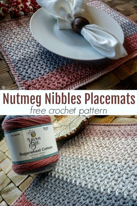 Nutmeg Nibbles Placemats Crocheted Placemats Patterns, Crochet Lace Placemats Free Pattern, Tunisian Crochet Placemats Free Pattern, Crochet Fall Placemats Free Pattern, Knit Placemat Pattern, Tunisian Crochet Placemats Patterns, Yarn Bee Crochet Patterns, Crochet Runners For Tables, Crochet Placemats Free Pattern Rectangle