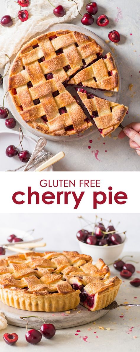 The Best Cherry Pie (Gluten Free) - Easy to make, with a flaky pie crust and a juicy cherry filling – this cherry pie ticks all the boxes. It’s the perfect summer dessert that makes the most of the cherry season, and it’s absolutely divine served warm with a scoop of vanilla ice cream! Gluten free pie. Gluten free recipes. Gluten free dessert. Easy pie recipes. Summer dessert ideas. Pie filling. #cherrypie #glutenfree Gluten Free Cherry Pie, Best Cherry Pie, The Loopy Whisk, Loopy Whisk, Mousse Au Chocolat Torte, Baking Soda Scrub, Best Gluten Free Desserts, Cherry Pie Recipe, Gluten Free Pie Crust