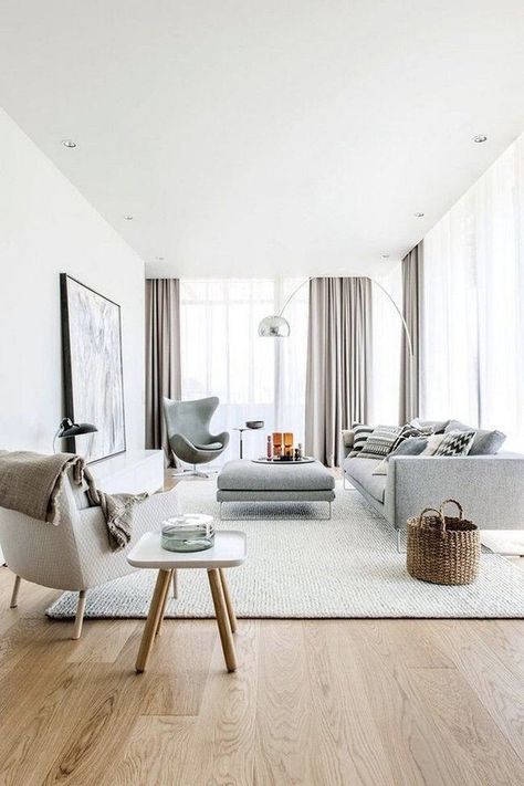 DESIGN |  NgLp Designs shares Vogue Australia:  Best Living Room Designs on Pinterest... “Blond wood, white walls and pearl-grey furnishings make this a classic Scandinavian space.” / Image Credit: pinterest.com.au/nashastyle ///  home decor, interior design, contemporary design, modern furniture, white, color, colour inspiration / #scandinavian #livingroomdecor #contemporary Scandinavian Interior Living Room, Interior Room Decoration, Scandinavian Design Living Room, Interior Decorating Living Room, Bedroom Decor For Couples, Design Salon, Living Room Scandinavian, Design Room, Scandinavian Interior Design