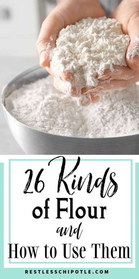 Everything you need to know about flour from substituting one for another to using gluten free flours. Flour Types And Uses, Oo Flour Recipes, Fufilling Food, Flour Types, Different Types Of Flour, Diy Flour, Cake Flour Recipe, Flour Milling, Gluten Free Flours