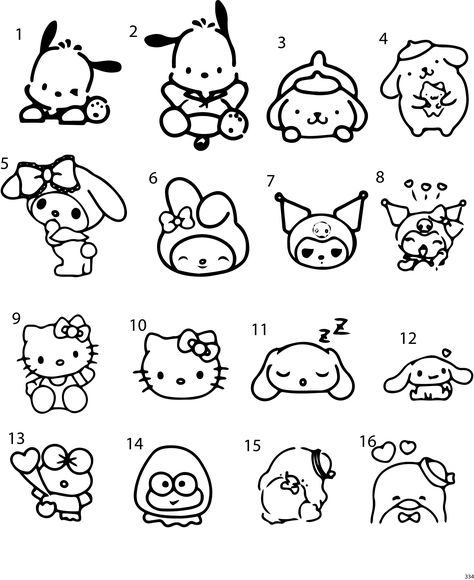 Hello Kitty Tattoo Stencil, Stick And Poke Tattoo Hello Kitty, Hello Kitty Tattoo Flash, Hello Kitty Matching Tattoos, Sanrio Tattoo Outline, Sanrio Outline Drawing, Cute Hello Kitty Tattoo, Hello Kitty Flash Tattoo, Sanrio Tattoo Black And White