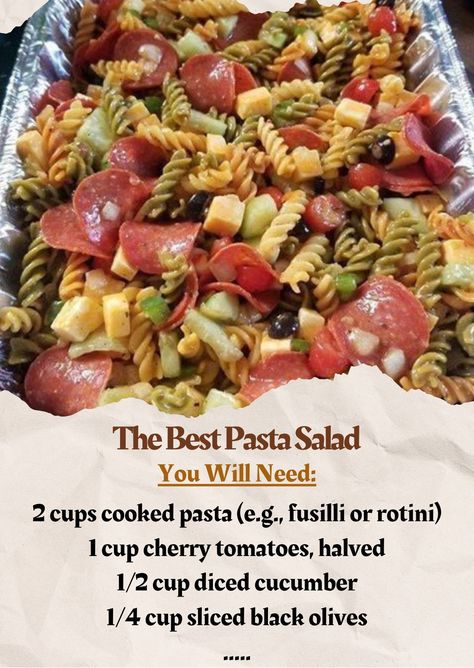 Recipesen - This recipe Loaded Cowboy Pasta Salad is the... Cowboy Pasta Salad, Cowboy Pasta, Basil Vinaigrette, Best Pasta Salad, Black Olive, Fresh Veggies, Red Wine Vinegar, Family Recipes, Fresh Basil