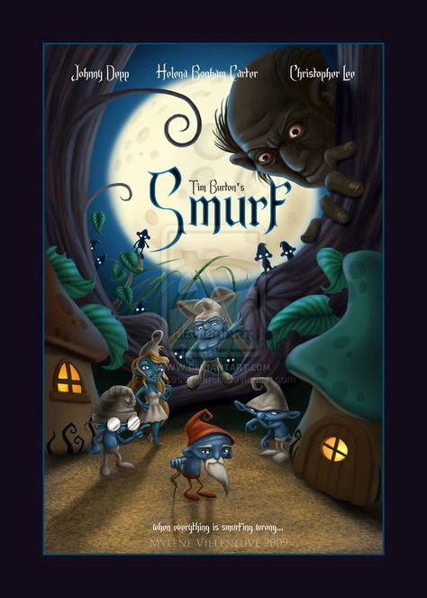 Tim Burton's Smurf by PrincessTigerLili Smurfs Fanart, Smurfs Movie, Smurf Village, Papa Smurf, Fili And Kili, Tim Burton Style, Tim Burton Art, Graphisches Design, Kind Person