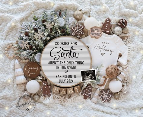 Yay, Your having a baby! We are so happy for you!  Share the news of your pregnancy with friends and family  with our Cookies for Santa Pregnancy Announcement. It is the perfect gender neutral announcement! This editable template allows you customize and download your announcement instantly! Use this pregnancy reveal to share on all social media platforms, text, email or print it out to share.  This Edit-Your-Self digital pregnancy announcement allows you to have your announcement with in minute Cookie Baby Announcement, Holiday Pregnancy Announcement, Pregnancy Announcement Social Media, Baby Announcement Digital, Christmas Baby Announcement, December Baby, Cute Pregnancy Announcement, Digital Announcement