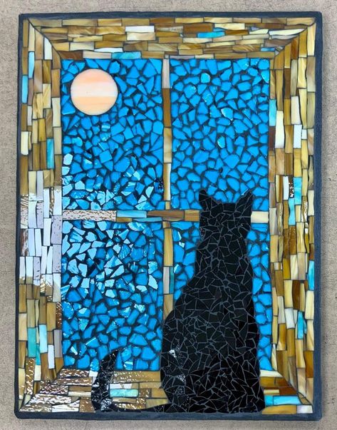 Mosaic Cats Ideas, Cat Mosaic Art, Mosaic Cats, Cat Mosaic, Mosaic Windows, Broken Glass Crafts, Mosaic Art Diy, Tree House Kids, Mosaic Animals