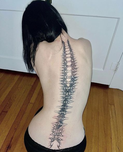 Sick Tattoo, Creepy Tattoos, Spine Tattoo, Spine Tattoos, Aesthetic Tattoo, Dream Tattoos, Black Ink Tattoos, Dope Tattoos, Simplistic Tattoos