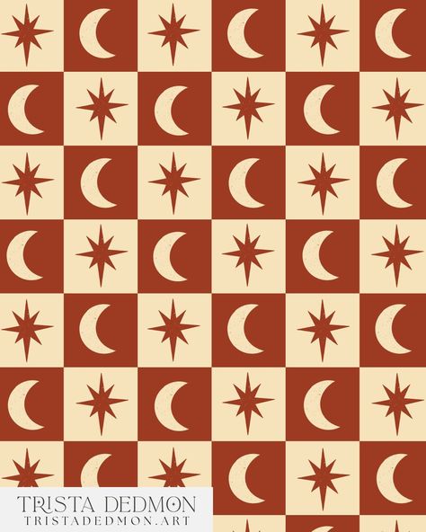 Moon and stars checkerboard from the Retro Mystic collection. 🌙⭐️ Pocket Wardrobe, Graphic Shapes Design, Graphic Shapes, Bat Art, Mystic Moon, Shapes Design, Surface Patterns, Drawings Ideas, Moon Pattern