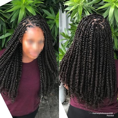 Afro Hair Long, Twist Braid Tutorial, Medium Twist Braids, Sarah Clarke, Freetress Water Wave, Water Wave Hair, Senegalese Twist Hairstyles, Shaved Side Hairstyles, Passion Twists