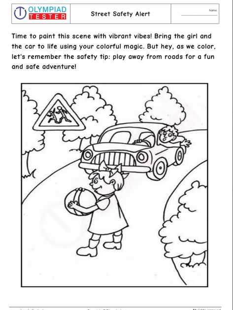 Street Safety, Coloring Worksheets For Kindergarten, Kindergarten Coloring Pages, Color Worksheets, Kids Learning, Kindergarten, Preschool, Coloring Pages, Color