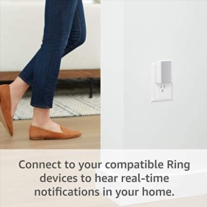 Chime box to hear notifications for your Ring cameras and doorbells. Hear real-time notifications when your connected cameras and doorbells detect motion, or when someone rings your doorbell. Easily set up by plugging into a standard outlet and connecting via wifi. Choose from a variety of chime tones, adjust the volume to your ideal setting, and temporarily snooze alerts all from the Ring app. Connectivity: 802.11 b/g/n wifi connection 2.4 GHz. Door Chime, Wifi Extender, Wireless Transmitter, Wireless Routers, Amazon Devices, Ring Doorbell, When Someone, Real Time, Cameras