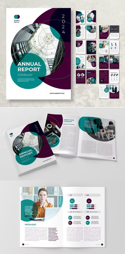 Creative Annual Report Design Template InDesign INDD & IDML. 20 Unique Pages. Creative Annual Report Design, Magazine Page Design, Annual Report Layout, Report Design Template, Report Layout, Report Powerpoint, Annual Report Template, Annual Report Covers, Cover Design Inspiration