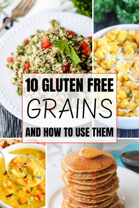 What grains are gluten free? How do you use them? This list of gluten free whole grains includes a bunch of delicious recipes using ancient grains and whole grains such as amaranth and wild rice. Gluten Free Pantry, Millet Recipes, Brown Rice Recipes, Easy Healthy Lunches, Gluten Free Pancakes, Ancient Grains, Gluten Free Rice, Gluten Free Grains, Grain Foods