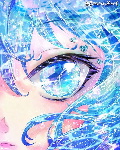 💗Ezu / Rin💗 on Instagram: “Eyes of the sea. More water texture trial art. I'm not quite stable with the water texture. The previous seems better ;__; I wish I had…” Water Texture, Eyes Artwork, Anime Galaxy, Images Kawaii, Blue Anime, More Water, Anime Eye Drawing, Anime Eyes, Dark Anime