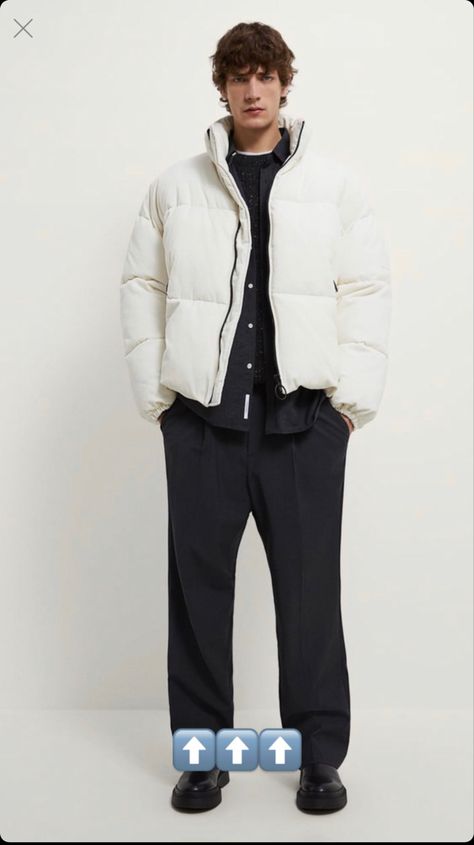 White Puffer Outfit, White Puffer Jacket Outfit, Puffer Jacket Outfit Men, Puffer Outfit, Corduroy Puffer Jacket, Corduroy Puffer, High Collar Jacket, White Puffer Jacket, Puffer Jacket Outfit