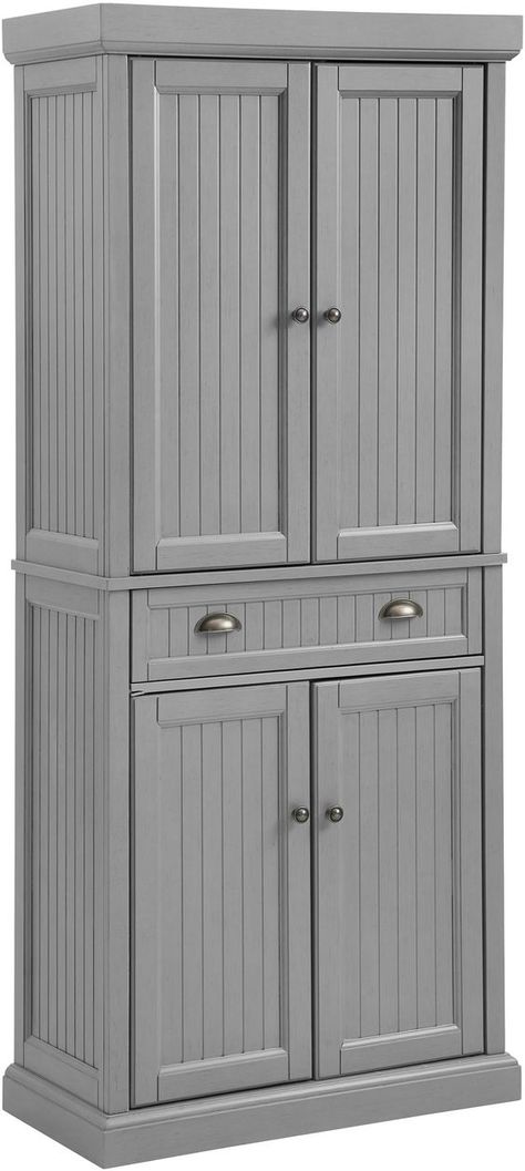 Pantry With Appliance Counter Storage, Stand Alone Pantry Cabinet Wood, Stand Alone Pantry Cabinet, Stand Alone Kitchen Pantry, Stand Alone Pantry, Standing Pantry, Kitchen Cabinets Storage Organizers, Seaside Kitchen, Kitchen Pantries