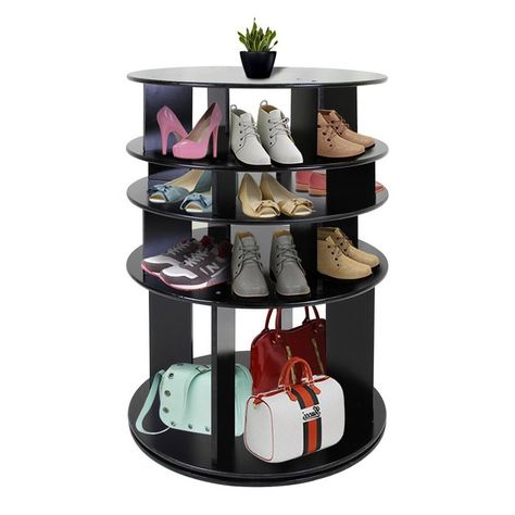 360° Rotating Entryway 35 Pair Shoe Rack Entryway Storage Shelf, Shoe Rack Shelf, Modern Fashion Design, Rotating Shoe Rack, Spin Shoes, Shoe Rack With Shelf, Shelf Black, Shoe Rack Organization, Modern Style Design