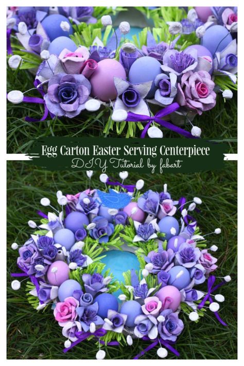 DIY Egg Carton Flower Easter Egg Centerpiece Sunflower Egg Carton Craft, Egg Carton Daffodils, Sunflower Egg Carton, Flower From Egg Tray, Egg Shell Flower Vase, Easter Egg Centerpiece, Diy Egg Carton, Egg Carton Flowers, Egg Cartons