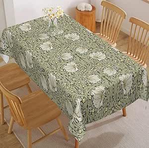 Reateforin Vintage Floral Tablecloths Rectangle Spirng Boho Green Botanical Table Cloths Table Decorative Sage Green William Morris Table Cloths Table Protector Waterproof Resistant Durable 54"x70.9" Rectangle Farmhouse, Dining Table Buffet, Yellow Farmhouse, Table Protector, Floral Tablecloth, Rectangle Tablecloth, Kitchen Dinning, Table Cloths, Boho Green