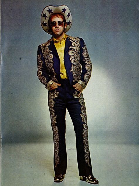 Hoedown Throwdown, Nudie Suit, Elton John Costume, Custom Tailored Suits, Western Glam, John Barry, Captain Fantastic, Western Suits, Cool Magazine