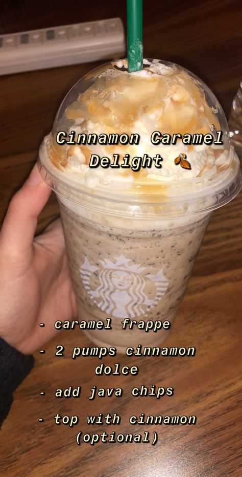 Starbucks Drinks Ideas Frappe, Good Starbucks Drinks To Order Frap, Custom Caramel Starbucks Drink, Starbucks Secret Drinks Frappuccino, Starbucks Drinks To Try Frappuccino Caramel, Birthday Frappuccino Starbucks, Starbucks Secret Menu Drinks Caramel, Starbucks Recipes Under $5, Cinnamon Caramel Starbucks